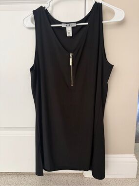 WHBM Black Sleeveless Zip-Front Tank